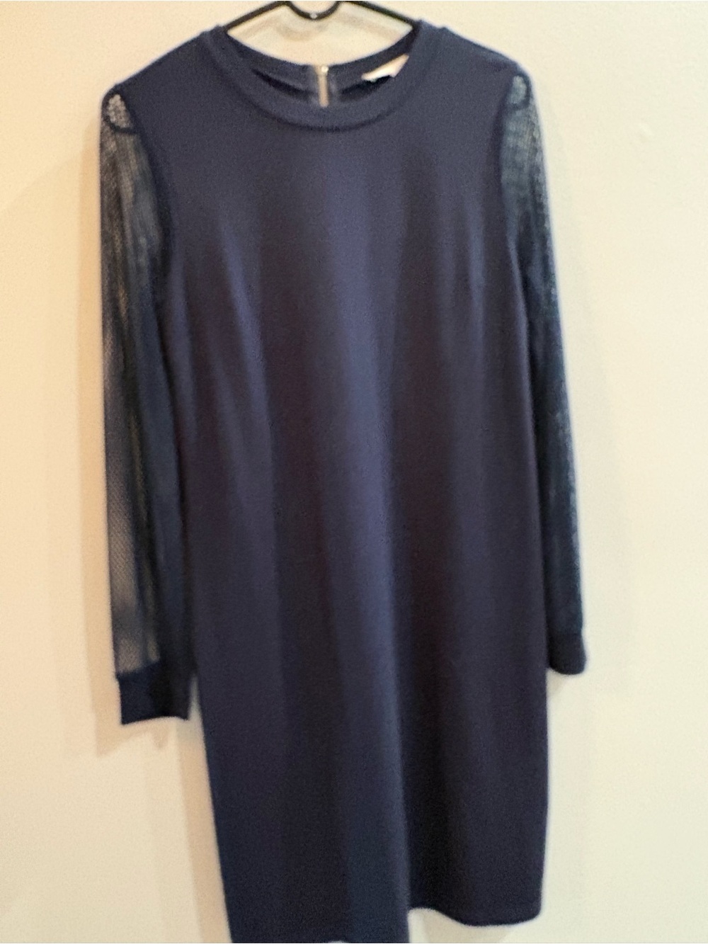 Pipelime Collection Navy Shift Dress With Mesh Sleeves Size Small
